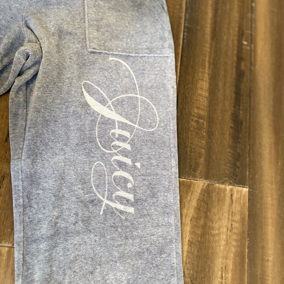 Y2K Vtg Low Rise Juicy Couture Gray Flared Track Pants w/ pockets Loungwear swan - Picture 9 of 11